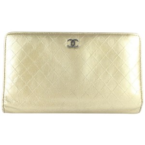 Chanel Quilted Metallic Gold Bicolor Long Flap Wallet 225888