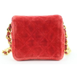 Chanel Micro Nano Red Quilted Velvet Mini Classic Flap Chain Bag 363ccs225