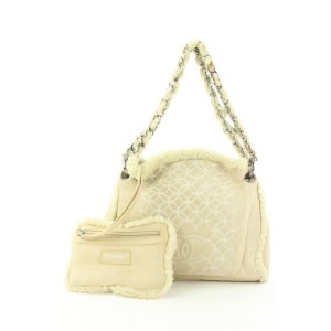 Chanel Beige Shearling Chain Hobo Bag with Pouch54ccs125