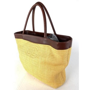 Chanel Hobo Handbag Straw Wicker Cc Shopper Tote 7ca527 Beige X Brown Raffia  Weekend/Travel Bag, Chanel