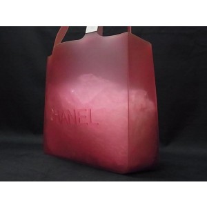 Chanel Jelly Clear Translucent 239716 Pink-red Rubber Tote, Chanel