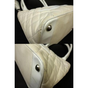 Chanel Quilted Fringe Medallion Tote 223626 Beige X White Leather Shoulder  Bag, Chanel