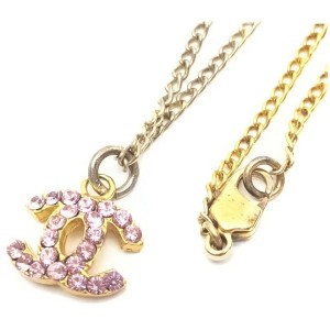 Chanel  02p Pink Crystal CC Necklace 862195