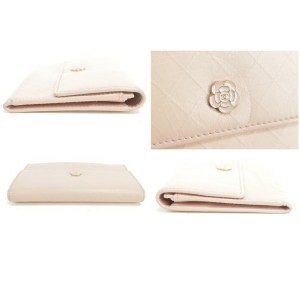 Chanel Camellia Quilted Wallet Case Pink Ginza Limited 235859