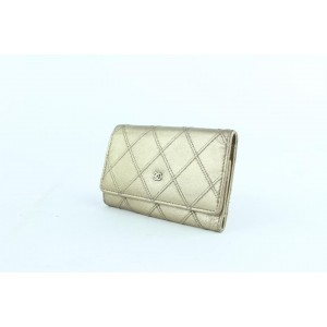 Chanel Gold Quilted 6 Key Holder Case 857025