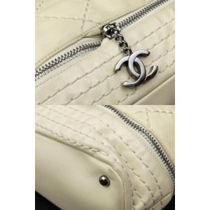 Chanel Quilted Weekender Convertible Flap 222978 Ivory Leather