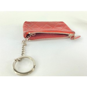 Chanel Red Quilted Lambskin Key Pouch Keychain 6cc519