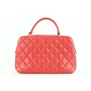 Chanel Red Quilted Lambskin Trendy CC Bowling Bag Coco Crossbody 276cas512