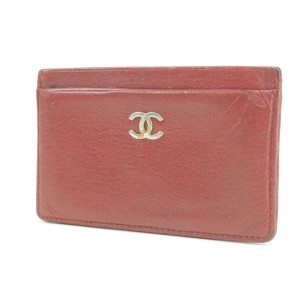 Chanel Card Case Red Leather CC Wallet Case 13CK0123