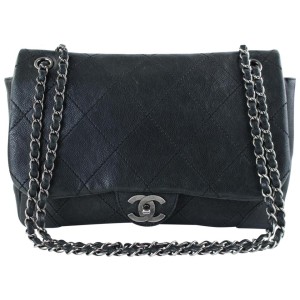 Chanel Soft Caviar Maxi Flap 4ct1012 Black Leather Cross Body Bag, Chanel