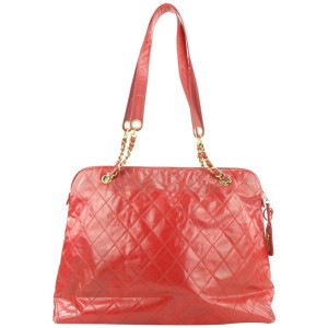 Chanel Large Red Quilted Vinyl Chain Tote Bag 48ccs115