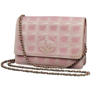 Chanel Pink New Line Wallet on Chain Woc Crossbody Chain Flap bag 227857