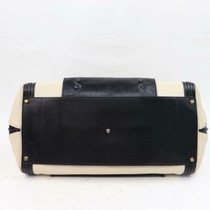 Chloé Duffle Bicolor Boston 870654 Black Leather Weekend/Travel Bag