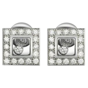 Chopard 18K White Gold Happy Diamond Earrings