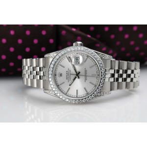 Rolex  Datejust Custom Diamond Bezel & Lugs Silver Index Dial Stainless Steel Ladies Watch