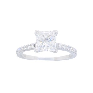 18K White Gold GIA Certified Princess Cut Diamond Ring