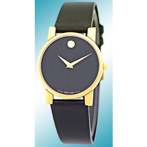 Movado "Museum" Gold Tone Mens Strap Watch