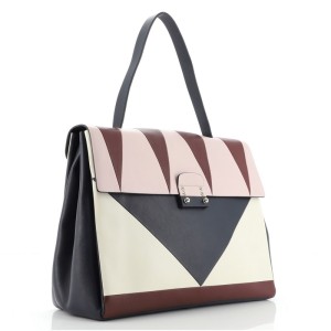 Valentino Colorblock Mime Top Handle Bag Leather Large