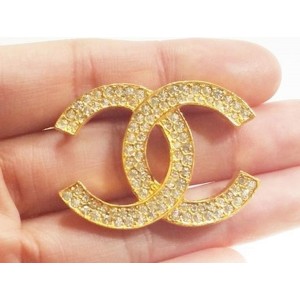 Chanel CC 18K Gold Plated & Rhinestone Pin/Brooch