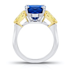 David Gross Oval Blue Sapphire and Fancy Yellow Diamond Ring