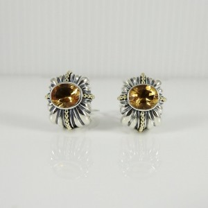 Lagos Sterling Silver 18K Yellow Gold Large Citrine Wheat Earrings