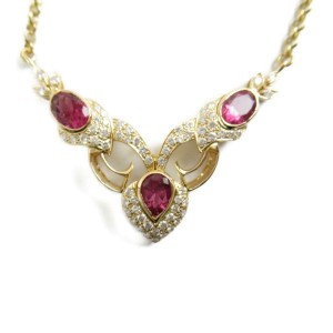 JEWELRY 18k pink gold Tourmaline diamond necklace RCB-32