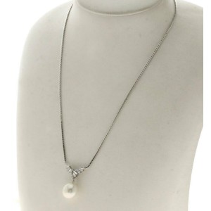 MIKIMOTO White Pearl Pearl Pearl Diamond K18 White Gold Necklace LXGQJ-195