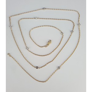 14K White and Yellow Gold Diamond By the Yard Fashion Necklace