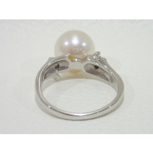 Vintage MIKIMOTO platinum/diamonds akoya pearl Ring