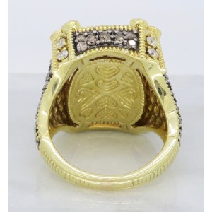 Judith Ripka 18K Yellow Gold Champagne Quartz & 2.05ct Diamond Ring Size 6