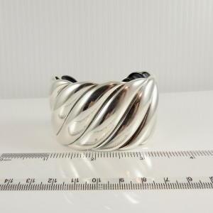  David Yurman Sterling Silver Wide Sculpted Cable Cuff Bracelet