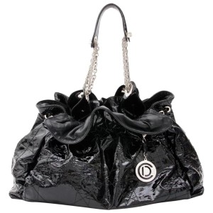 Dior Hobo Cannage Quilted Le Trente Chain 10cdz0116 Black Patent Leather Shoulder Bag
