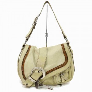 Dior Messenger Gaucho Saddle 873007 Beige Leather Shoulder Bag