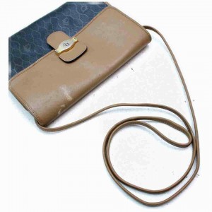 Dior Monogram Trotter Flap Black 860052 Brown Coated Canvas Cross Body Bag