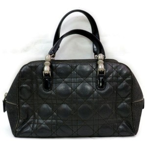 Christian Dior Black Quilted Cannage Boston 871845