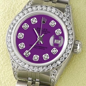 Rolex Datejust 26mm Steel Jubilee Diamond Watch w/Dark Purple Dial