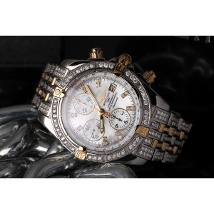 Breitling  Evolution Chronomat Two Tone Diamond Watch with Mother Of Pearl Diamond Dial B13356