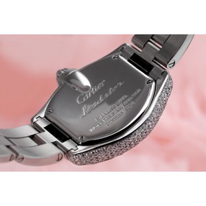 Cartier Roadster Stainless Steel Ladies Watch W62016V3 Custom Diamond Case