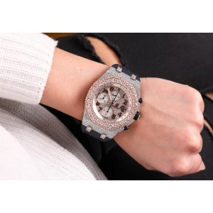 Audemars Piguet Royal Oak Offshore Chronograph 25721ST.OO.1000ST.09 Custom Two Tone Rose Diamond Watch
