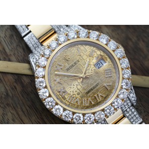 Rolex Datejust 41 Stainless Steel and 18k Yellow Gold Custom Diamond Watch Champagne Jubilee Dial