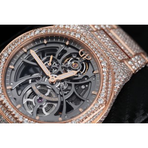 Girard-Perregaux Laureato Custom Full Diamond Rose Gold Skeleton Watch