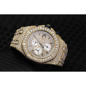 Audemars Piguet Royal Oak Offshore Chronograph  Yellow Gold Automatic Fully Iced Out Watch