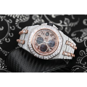 Audemars Piguet Royal Oak Offshore   Custom Two Tone Rose Watch with Baguette Diamonds