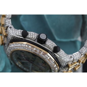 Audemars Piguet Royal Oak Offshore  Custom Two Tone Yellow Watch with Baguette Diamonds