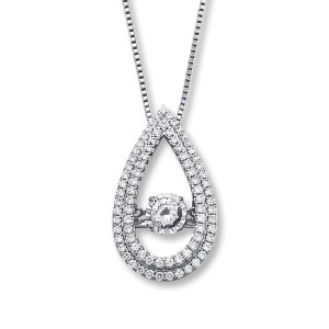 Jared White Diamonds In Rhythm Teardrop 1ct 14k Gold Pendant Necklace