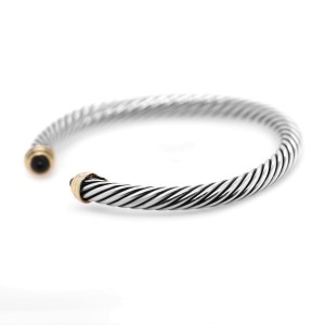 David Yurman Cable Bracelet with Black Onyx and 14K Yellow Gold 5mm