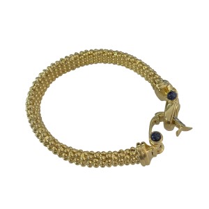 Horseshoe Bangle Bracelet in Yellow Gold Sapphires & Diamonds