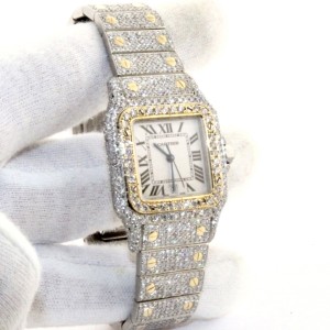 CARTIER SANTOS GALBEE Quartz 2 Tone Diamond Watch