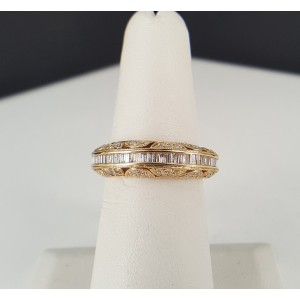 14K Yellow Gold & Diamond Band Ring Size 7