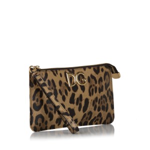 Dolce&Gabbana Leopard Print Leather Clutch Bag
